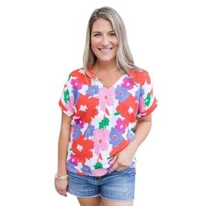 NWT Michelle McDowell Women's Small Harper Sweeten the Day‎ Blouse Short Sleeves